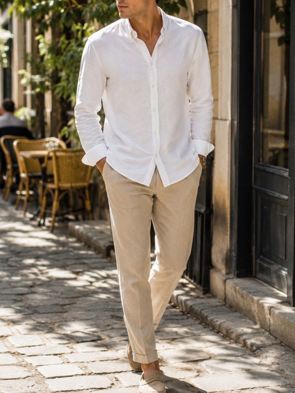 Zara Men’s White Textured Button Down Shirt Long Sleeve Viscose Blend Casual